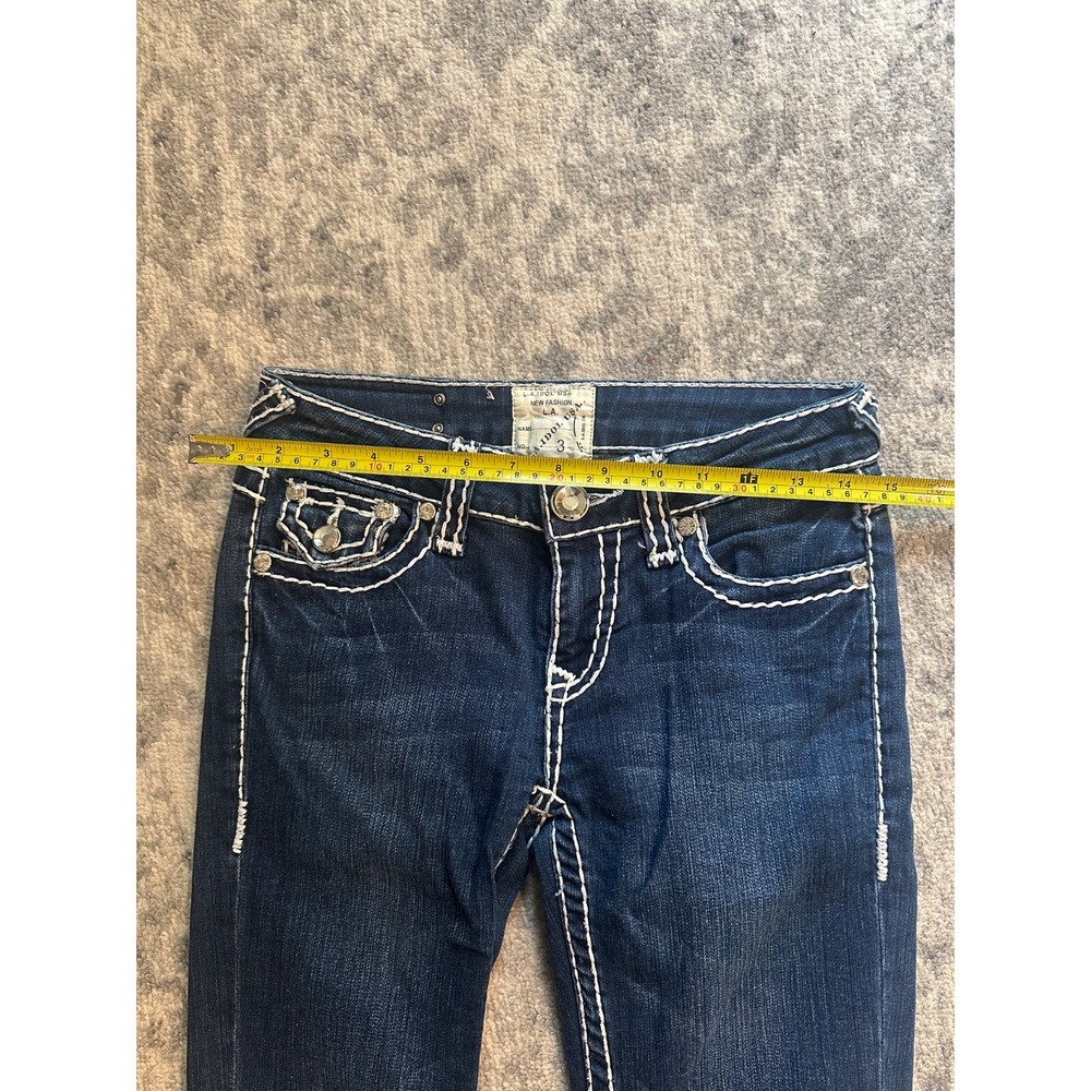 LA Idol USA Cropped Jeans Womens Low Rise Zip Fly Contrast Stitch- Size 3 - Picture 10 of 12